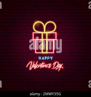 Präsentierendes Etikett Für Valentinstag Neon Stock Vektor