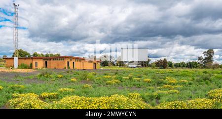 Das ehemalige Westview Drive-in in Dubbo im Westen von New South Wales, Australien, wurde an dem Tag im September 2022 aufgenommen, als die Scheibe demontiert wurde Stockfoto