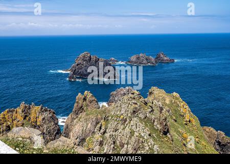 Malerisches galizisches Panorama entlang der Straße nach San Andres de Teixido, Einer Provinz Coruna, Galizien. Ruta de la Miradores in Cabo Ortegal, Spanien Stockfoto