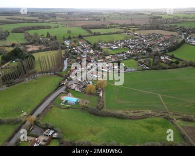 Fyfield, kleines Dorf Essex UK Drohne, Aerial, High Aspect Stockfoto