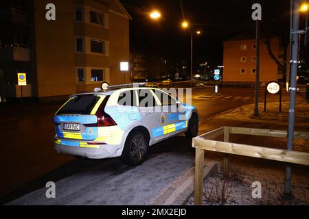 Nach einem Mordversuch im Bezirk Vimanshäll, Linköping, Schweden, wird am Mittwochabend ein Schussverletzter im Krankenhaus behandelt. Stockfoto