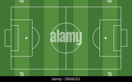 Fußballfeld, Fußballplatz, weiße Linien auf grünem Grund. Vektordesign. Stock Vektor