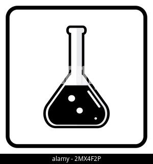 Zeichen für Laborkolben. Symbol für Chemielabor. Analysesymbol. Klassischer flacher Style. Einfaches Chemielabor-Symbol für Illustration Stockfoto