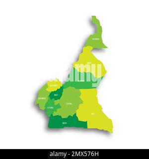 Kamerun politische Karte der Verwaltungsabteilungen Stock Vektor