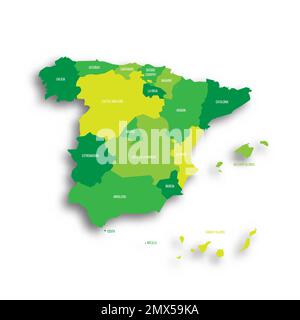 Politische Karte der Verwaltungsabteilungen in Spanien Stock Vektor