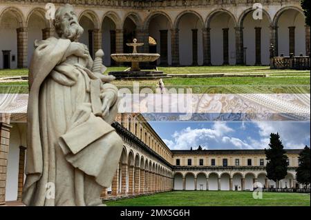 Das Certosa di San Lorenzo (Padula) ist das größte Kloster in Süditalien, berühmt für seine architektonische Pracht und seine künstlerischen Schätze. Stockfoto