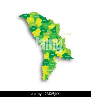 Moldauische politische Karte der Verwaltungsabteilungen Stock Vektor