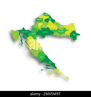 Politische Karte der Verwaltungsabteilungen Kroatiens Stock Vektor
