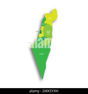 Politische Karte Israels der Verwaltungsabteilungen Stock Vektor