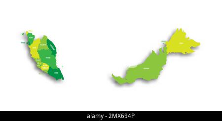 Malaysia politische Karte der Verwaltungsabteilungen Stock Vektor