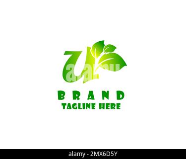 U-Buchstabe Blatt anfängliche Natur Logo Designs, modernes Letter Green Nature Logo Vektorsymbol Illustration Stock Vektor