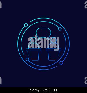 Symbol für Diskussionen oder Streitigkeiten, lineares Design Stock Vektor