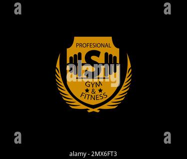 Design-Vektor für Power-Lifter, Aufbauhersteller, Sportbegeisterte. S-Buchstabensymbol. Logo im Buchstaben des Fitnessstudios. Grafikvorlage für kreatives Design in Rot an Stock Vektor