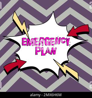 Schreiben mit Text Notfallplan. Das Wort für Maßnahmen zur Reaktion auf große Notfälle Stockfoto