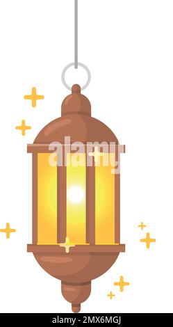 Das Symbol der östlichen Laterne. Traditionelles dekoratives gelbes Licht Stock Vektor