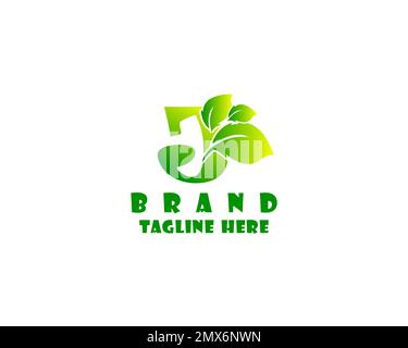 J Anfangsbuchstabe mit grüner Vektorvorlage für das Blattlogo Stock Vektor