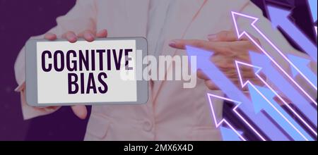 Schild zeigt kognitive Vorurteile an. Betriebsbegriffliche psychologische Behandlung psychischer Störungen Stockfoto