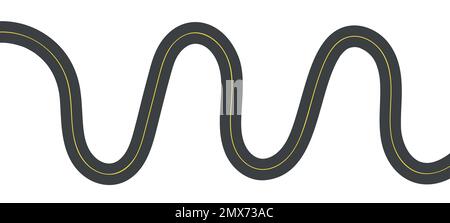 Draufsicht auf der Straßenkarte. Kurvenreiche Autobahn. Vektor-Infografik Stock Vektor