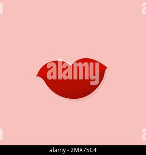 Alles Liebe zum Valentinstag. Rotes Lippensymbol. Handgezeichnetes Doodle. Vektordarstellung, flaches Design Stock Vektor