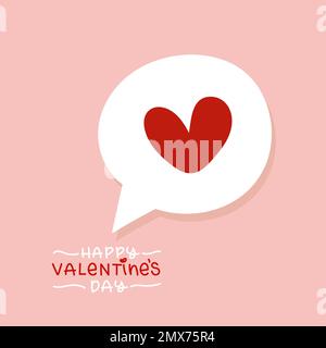 Alles Liebe zum Valentinstag. Sprechblase mit Herzform. Handgezeichnetes Doodle. Vektordarstellung, flaches Design Stock Vektor