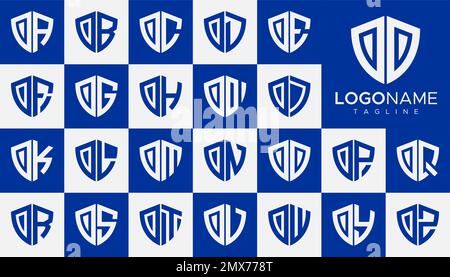 Set mit Logo-Vektor mit dem Buchstaben „Shield O“. Vorlagensatz für einfaches Sicherheits-O-Logo. Stock Vektor