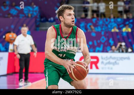 Tiflis, Georgien, 6. September 2022. Aleksandar Vezenkov (Bulgarien) in Aktion während des FIBA EuroBasket 2022, Spiel der Gruppe A zwischen Georgien und Bulgarien in der Tiflis Arena in Belgrad (Serbien). 6. September 2023. Kredit: Nikola Krstic/Alamy Stockfoto