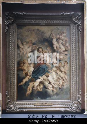 Paris (1. Arr.), Frankreich die Jungfrau und das Kind umgeben von unschuldigen Heiligen oder Jungfrau mit Engeln, Pierre Paul Rubens, Louvre-Museum, Stockfoto