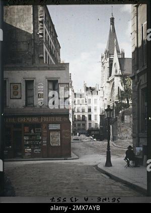 Paris (5), Frankreich die Straßen von Priests-st-severin und die Pergamentfabrik mit Blick auf die Rue Boutebrie, Stockfoto