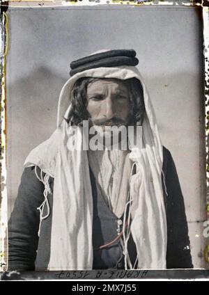 (Französisch - Quweira , Arabie ( actuelle Jordanie ) Combattant druze des Forces arabes du royaume du Hedjaz). Stockfoto