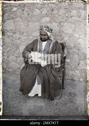 (Französisch - Aqaba , Arabie ( actuelle Jordanie ) Le cheikh Yusuf , des Forces arabes du royaume du Hedjaz). Stockfoto