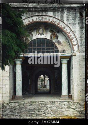 Das Kloster Esphigmenou, Griechenland 1913 - Balkan, Griechenland, Bulgarien - Stéphane Passet - (August 30 - Oktober 21) Stockfoto