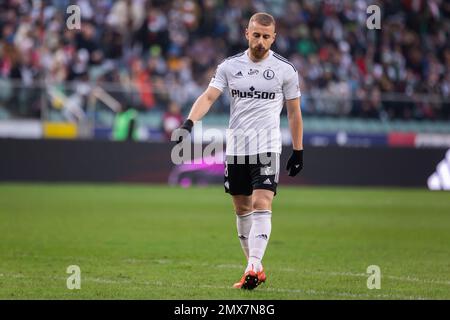 Rafal Augustyniak von Legia während des Spiels der polnischen PKO Ekstraklasa League zwischen Legia Warszawa und Korona Kielce im Marschall Jozef Pilsudski Legia Warschau Municipal Stadium. Endstand: Legia Warszawa 3:2 Korona Kielce. Stockfoto