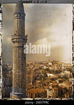 Konstantinopel (aktuelles Istanbul), Türkei Panorama aus einem Minarett von Aya Sofya Camii (Heilige Sophie-Moschee) im Westen, 1912 - Türkei - Stéphane Passet - (September) Stockfoto