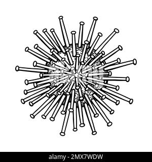 Handgezogenes Herpesvirus auf weißem Hintergrund isoliert. Realistische, detaillierte, wissenschaftlich fundierte Vektordarstellung im Skizzenrahmen Stock Vektor