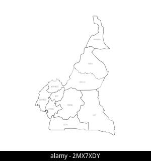 Kamerun politische Karte der Verwaltungsabteilungen Stock Vektor