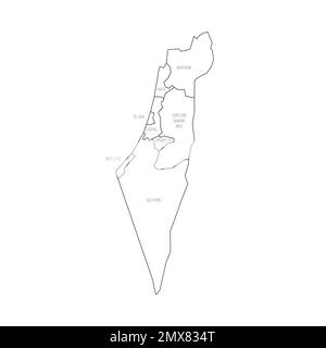 Politische Karte Israels der Verwaltungsabteilungen Stock Vektor