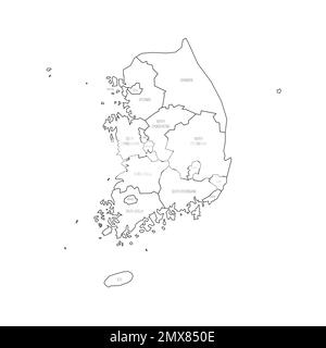 Südkorea politische Karte der Verwaltungsabteilungen Stock Vektor