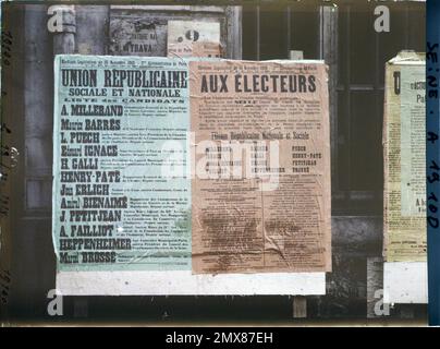 Poster der Nationalen und Sozialen Republikanischen Union für die Parlamentswahlen vom November 1919 in Paris, Frankreich Stockfoto