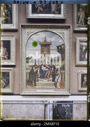 Paris (1. Arr.), Frankreich die Jungfrau und das Kind zwischen Johannes dem Täufer und der Heiligen Marie-Madeleine, Cima da Conegliano, Louvre-Museum, Stockfoto