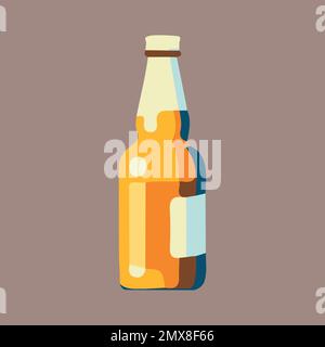 Bierflasche Braun Auf Weißem Hintergrund Isoliert. Stock Vektor