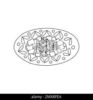 Vector beshbarmak handgezogenes kasachisch-Gericht Stock Vektor