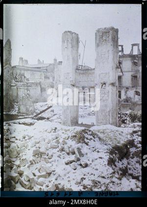 Reims, Marne, Champagne, Frankreich zerstörte Häuser, Rue des Cordeliers , 1917 - Marne - Fernand Cuville (Fotoabteilung der Armeen) Stockfoto