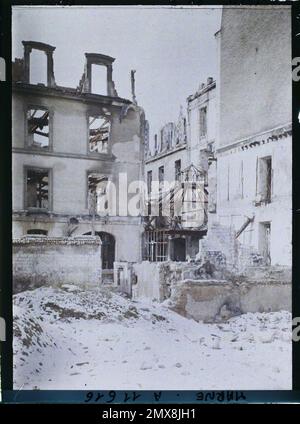 Reims, Marne, Champagne, Frankreich zerstörte Häuser, Rue des Cordeliers , 1917 - Marne - Fernand Cuville (Fotoabteilung der Armeen) Stockfoto