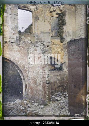 Reims, Marne, Champagner, französische Ruinen des Cordeliers-Klosters , 1917 - Marne - Fernand Cuville (fotografischer Teil der Armeen) Stockfoto