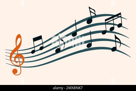 Sammlung Von Silhouette Dancing Musical Notes. Symbole Für Vektorabbildung Im Musikdesign Stock Vektor