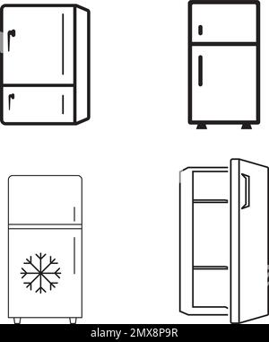 Kühlschranksymbol. Vektorsymbol der Appliance. Kühlschranksymbol-Vektor. Kühlschrank, dünne Linien. Vektorbild. Stock Vektor