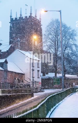 St. Edwards Kirche - Lauch im Schnee Stockfoto