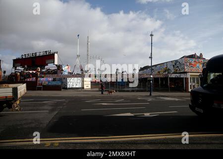 Barry Island Pleasure Park, Januar 2023. Im Winter Stockfoto