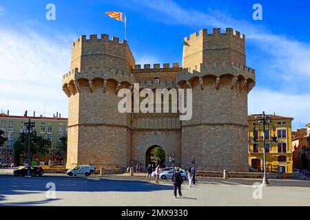 Torres (Towers) de Quart Valencia ist die Hauptstadt der autonomen Gemeinschaft Valencia und die dritthäufigste Gemeinde Spaniens Stockfoto