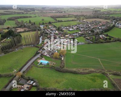 Fyfield, kleines Dorf Essex UK Drohne, Aerial, High Aspect Stockfoto